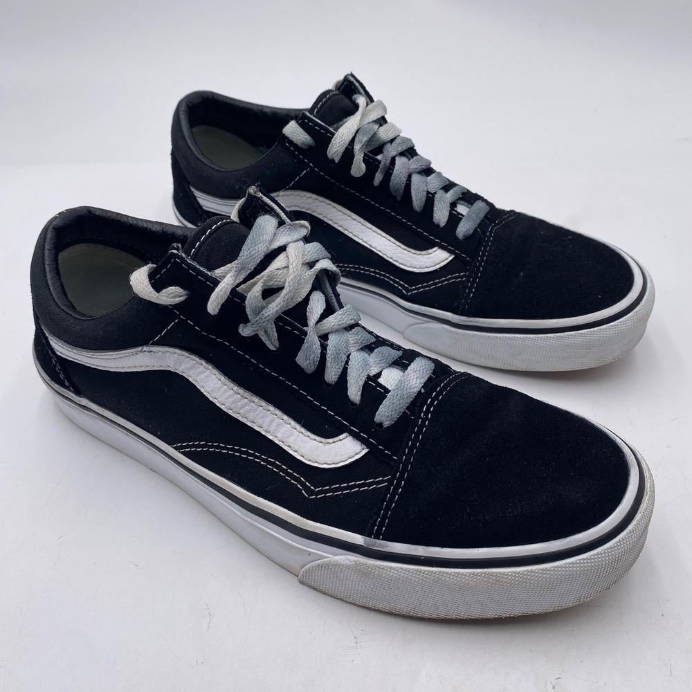 Vans Old Skool Sneakers Mens 9 Womens 10.5 Black White Suede Canvas Skate Shoes